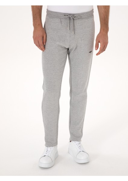 Erkek Gri Melanj Slim Fit Pamuk Karışımlı Eşofman Altı 50309835-VR086