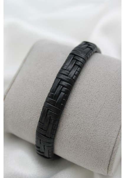 Çelik Kilitli Örgü Model Erkek Deri Bileklik