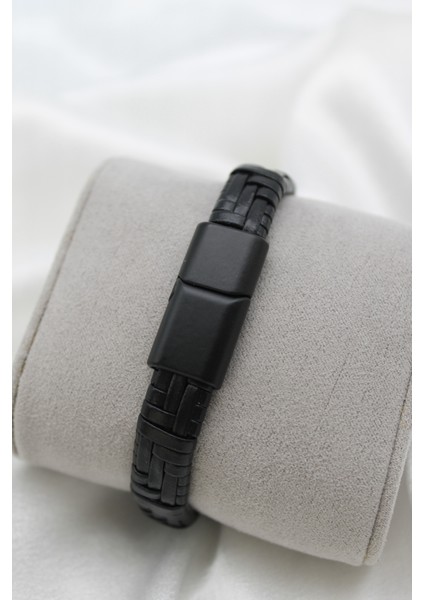 Çelik Kilitli Örgü Model Erkek Deri Bileklik fiyatları