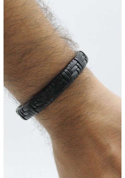 Çelik Kilitli Örgü Model Erkek Deri Bileklik modelleri