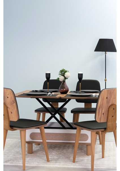 Livia Bohem Akıllı Orta Sehpa , Masa - Çam Tabla , Beyaz Gövde / Hasır Desen Kumaş fırsatları