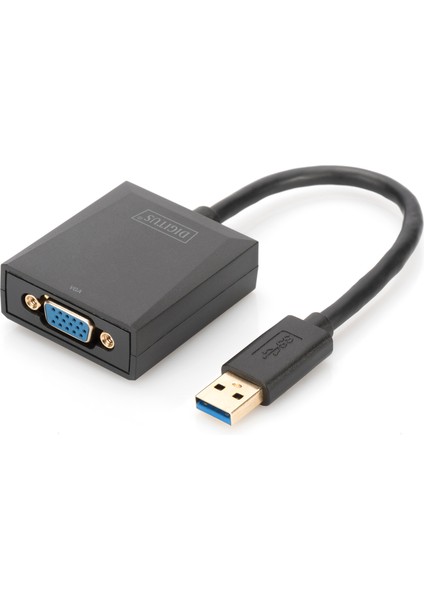 Digitus USB 3.0 &lt;-&gt; VGA Grafik Adaptörü&lt;br&gt; giriş: 1 x USB 3.0 Usb-A Erkek&lt;br&gt; çıkış: 1 x VGA (HD15) Dişi (Full Hd, 1080P)&LT;BR&GT; PLASTIK