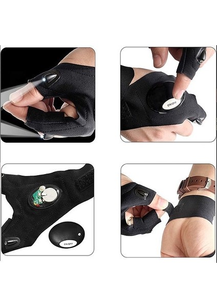 LED Işıklı Eldiven LED Işıklı Tamirci Balıkçı Bisiklet Eldiveni