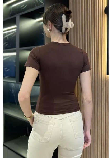 Kadın Kısa Kollu Bisiklet Yaka Basic Viscon Likralı Body modelleri