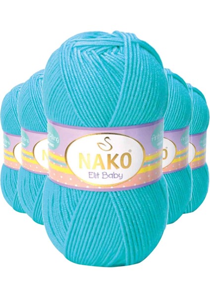 5 Adet Elite Baby El Örgü İpi Tüylenmeyen Bebek Yünü Turkuaz 3323