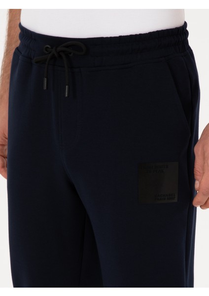 Erkek Lacivert Slim Fit Pamuk Karışımlı Paçası Lastikli Eşofman Altı 50311677-VR033