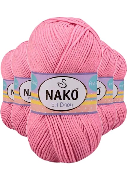 5 Adet Elite Baby El Örgü İpi Tüylenmeyen Bebek Yünü Pembe 6837