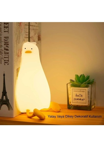Ördek Gece Lambası Şarjlı Kısılabilir Dekoratif Sevimli Silikon Dokunmatik LED modelleri