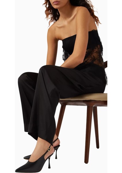 Studıo Amelıa Halo 90 Siyah Deri Sivri Burun, Tokalı El Yapımı Zarif Slingback Topuklu Ayakkabı fiyatları