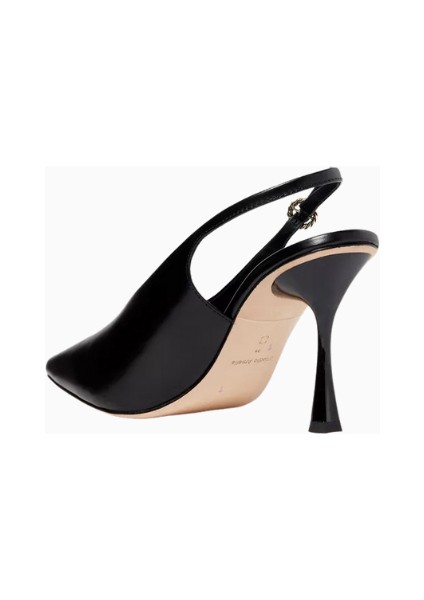 Studıo Amelıa Halo 90 Siyah Deri Sivri Burun, Tokalı El Yapımı Zarif Slingback Topuklu Ayakkabı modelleri