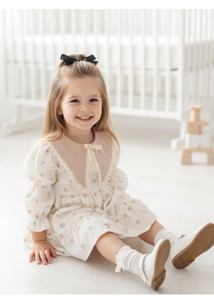 Yaka Detaylı Kız Çocuk Astarlı Elbise modelleri