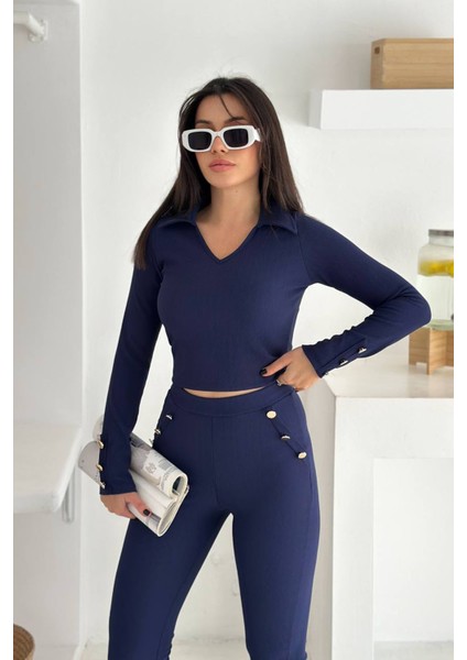 Kadın Polo Yaka Düğme Detaylı Takım NBK4322 fiyatları