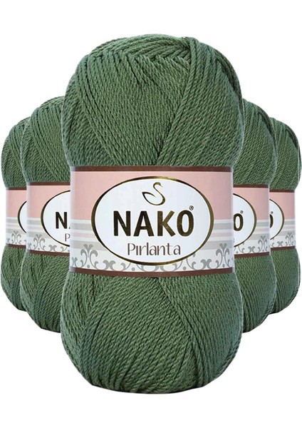 5 Adet Pırlanta Amigurumi El Örgü İpi Yünü Haki Yeşil 11253