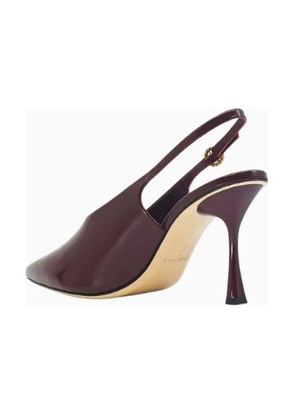 Studıo Amelıa Halo 90 Siyah Deri Sivri Burun, Tokalı El Yapımı Zarif Slingback Topuklu Ayakkabı modelleri