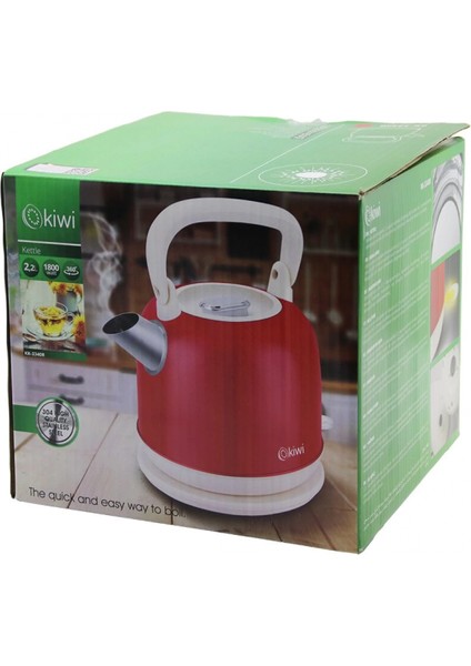 Kiwi KK-3340R Kırmızı Nostalji Demlik Modelçelik Kettle Su Isıtıcı 2.2lt 1800W Paslanmaz Çelik Gövde- Gizli Resiztans (4887)