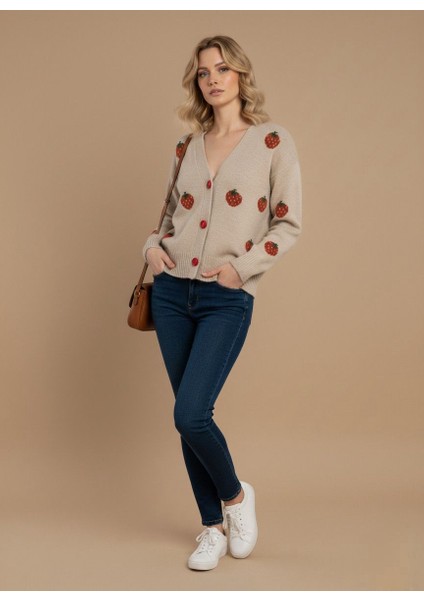 Çilek Desenli Hırka Kadın fiyatları