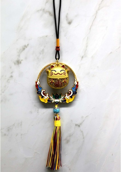 Renkli Püsküllü Şans Kedisi Feng Shui Askılık