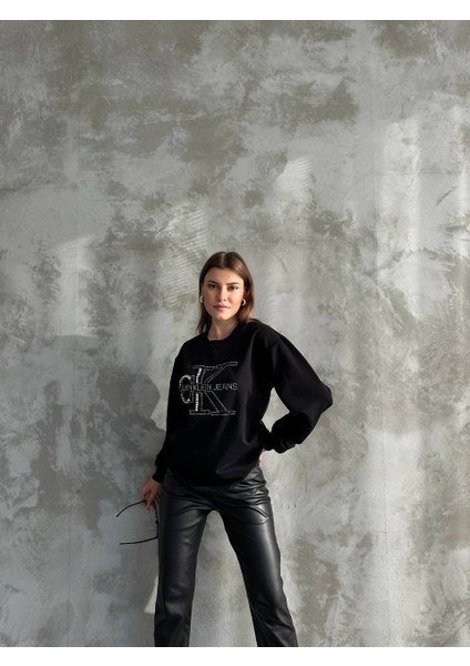 Asur Butik Kadın Taşlı Sweatshirt