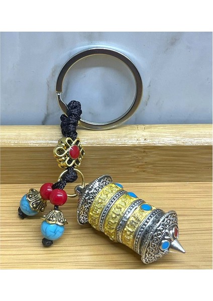 Metal Tibet Dua Çarkı Anahtarlık