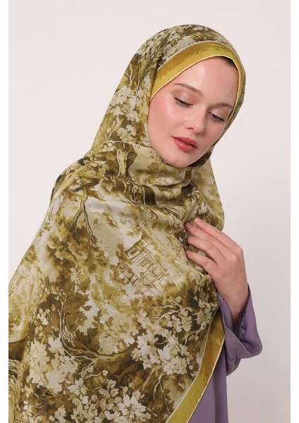 Yağ Yeşili Luvensara Desenli Silk Elite Şal fiyatları
