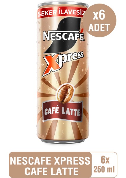 Nescafé Xpress Café Latte Şeker Ilavesiz Soğuk Kahve 250ML X6