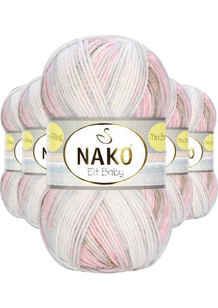 5 Adet Mini Batik Bebe El Örgü İpi Kahveli Pembe 32463