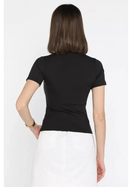 Kadın Kısa Kollu Bisiklet Yaka Basic Viscon Likralı Body modelleri