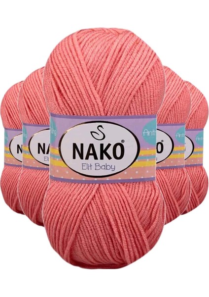 5 Adet Elite Baby El Örgü İpi Tüylenmeyen Bebek Yünü Somon 1469
