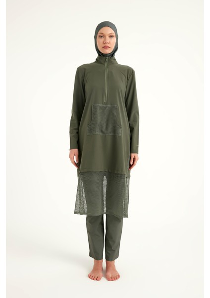 Haki Tam Kapalı Mayo M2508-3 – Tül Detaylı, Sabitlemeli M2508-3 indirimleri