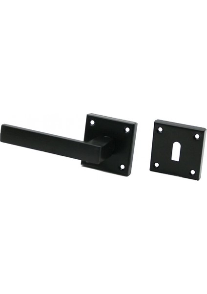 4 Takım Pratik Lama Oda Siyah Rozetli Kapı Kolu (4887)