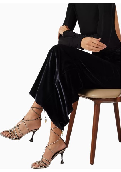 Studıo Amelıa Odessa 90 Gri Yılan Derisi Desenli Deri, Bilekten Bağlı Yüksek Topuklu Sandalet fiyatları