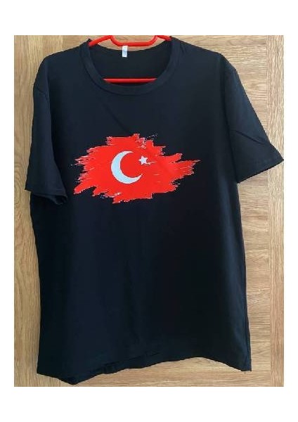 Türk Bayraklı Baskılı Beyaz Unisex Tişört T-Shir