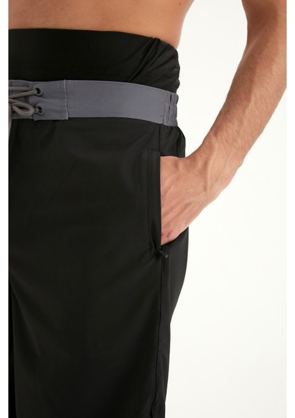 Siyah Erkek Tesettür Yüzme Şortu - Iç Taytlı, UPF50+ Korumalı S2504-1