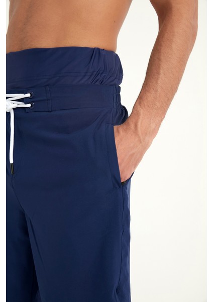 Lacivert Erkek Tesettür Yüzme Şortu - Iç Taytlı, UPF50+ Korumalı S2504-2