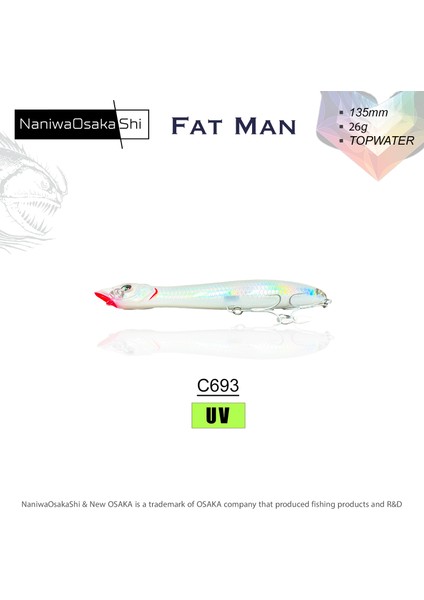 Naniwa Osaka Shi Fat Man 135MM 26GR Topwater Su Üstü Maket indirimleri