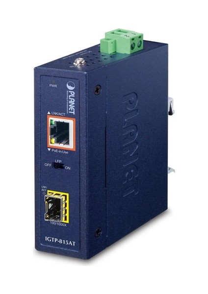 Industrial Compact 100/1000BASE-X To 10/100/1000BASE-T 802.3AT Poe+ Media Converter