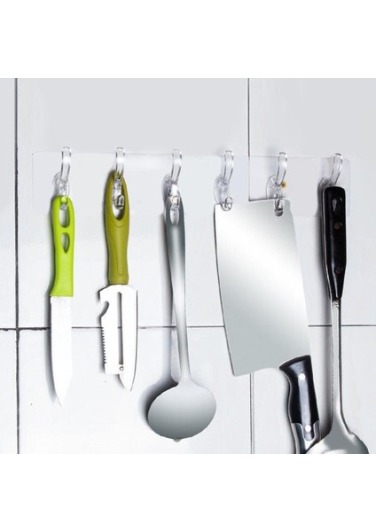 6'li Kendinden Yapışkanlı Güçlü Şeffaf Askılık - Kapı Arkası Mutfak Duvar Banyo Askı fırsatları