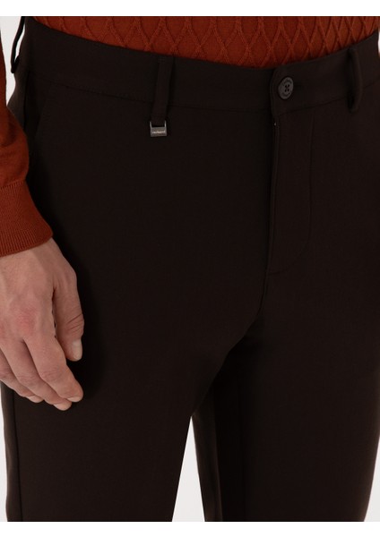 Erkek Koyu Kahverengi Slim Fit Kanvas Pantolon 50308713-VR084