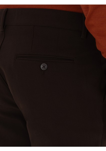 Erkek Koyu Kahverengi Slim Fit Kanvas Pantolon 50308713-VR084
