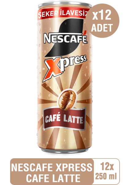 Nescafé Xpress Café Latte Şeker Ilavesiz Soğuk Kahve 250ML X12