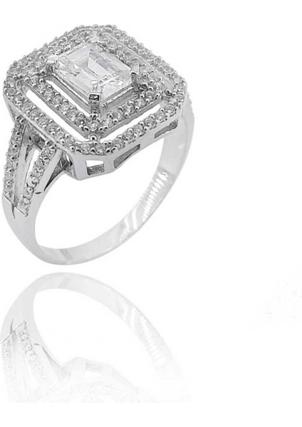 925 Ayar Zirkon Taşlı Baget Kesim Gümüş Yüzük fırsatları