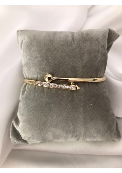 Paslanmaz Çelik ikili görünümlü kuyumcu model gold taşlı parlak kelepçe bilezik modelleri