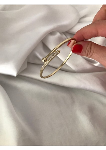 Paslanmaz Çelik ikili görünümlü kuyumcu model gold taşlı parlak kelepçe bilezik indirimleri