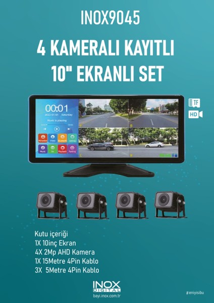 İNOX-9045 10inç 4 Kameralı Ahd Kayıtlı Set fiyatları