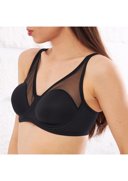9200 Tüllü Toparlayıcı Soft Cup Siyah Kadın Sütyen modelleri