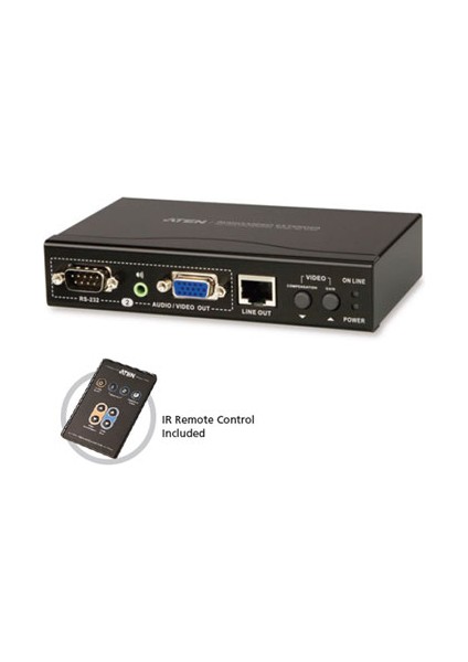 Cat 5 VGA Sinyal Uzatma Cihazı, 450 Metre*, Hoparlör ve Mikrofon Bağlanabilir (Vga Over Cat 5 Repeater + Audio), Infrared Uzaktan Kumanda Ünitesi ile Birlikte