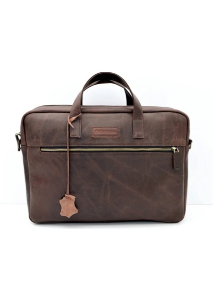 Ricardo Antik Kahve Çift Gözlü Hakiki Deri Laptop Evrak Çantası