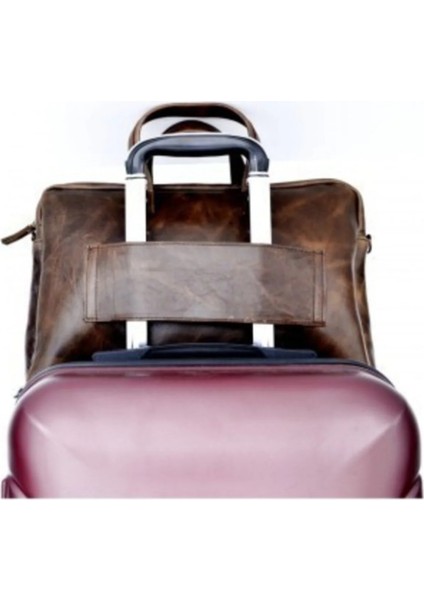 Ricardo Antik Kahve Çift Gözlü Hakiki Deri Laptop Evrak Çantası