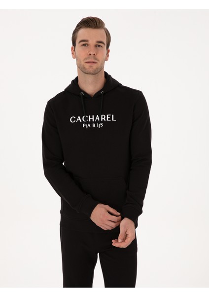 Erkek Siyah Regular Fit %100 Pamuk Bisiklet Yaka Sweatshirt 50318946-VR046