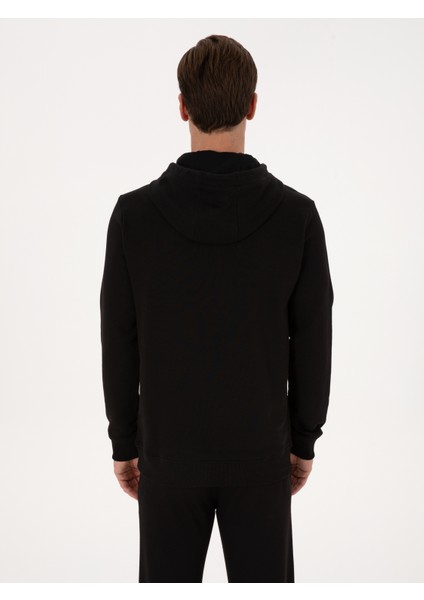 Erkek Siyah Regular Fit %100 Pamuk Bisiklet Yaka Sweatshirt 50318946-VR046
